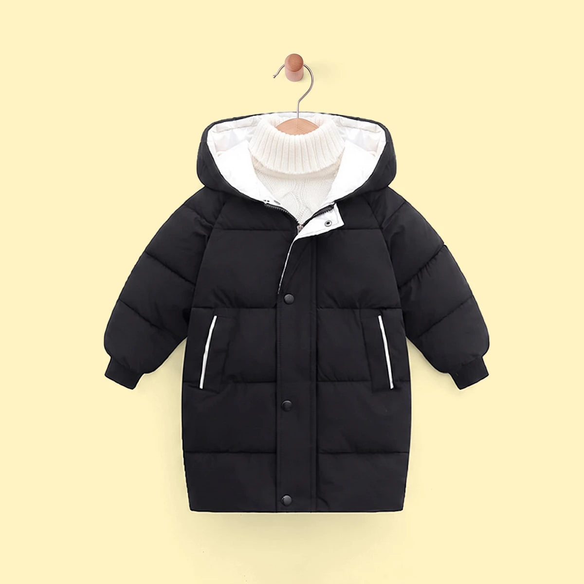 Boys Black Solid Puffer Hooded Down Jacket Coats & Jackets Black 2-3 Y
