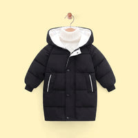 Boys Black Solid Puffer Hooded Down Jacket Coats & Jackets Black 2-3 Y