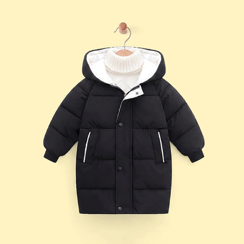Boys Black Solid Puffer Hooded Down Jacket Coats & Jackets Black 2-3 Y