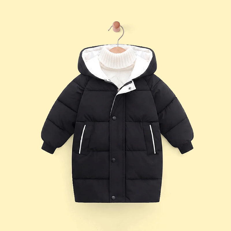 Boys Black Solid Puffer Hooded Down Jacket Coats & Jackets Black 2-3 Y
