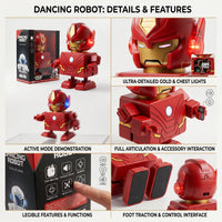 Electric Iron Man Dancing Robot Toy with Flashing Lights & Music for Kids Boys & Girls Trending Accessories