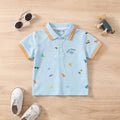 Boys Sky Blue Short Sleeve Beach Print Polo T-Shirt Tshirts Sky Blue 1-2 Y