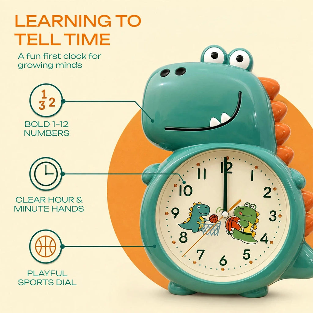 Dinosaur Wall Clock for Kids Room - 3D Cartoon Analog Clock for Boys and Girls Bedroom Trending Accessories