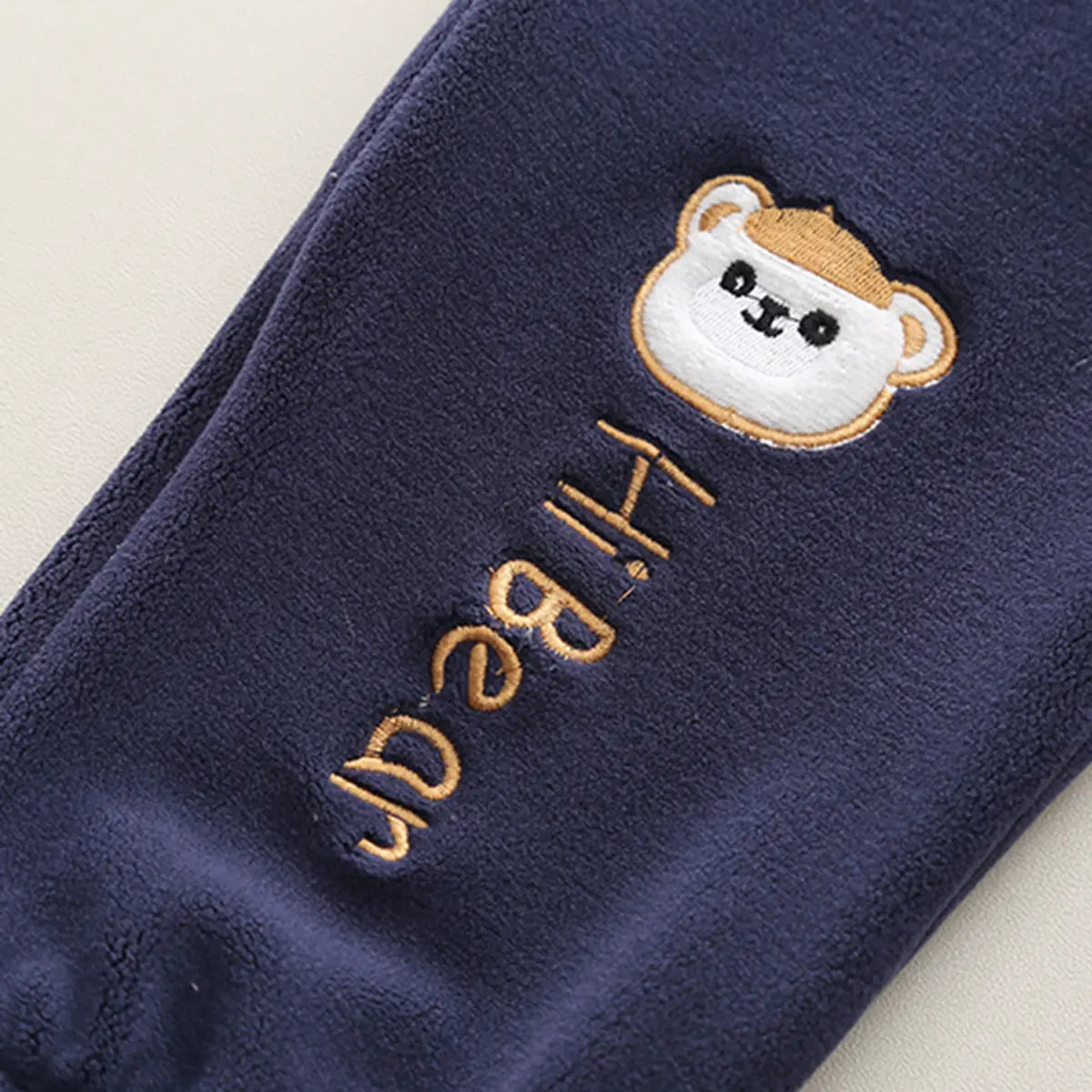 Boys Navy Blue Bear Patch Embroidered Zip-up Jacket With Jogger Sets Sets