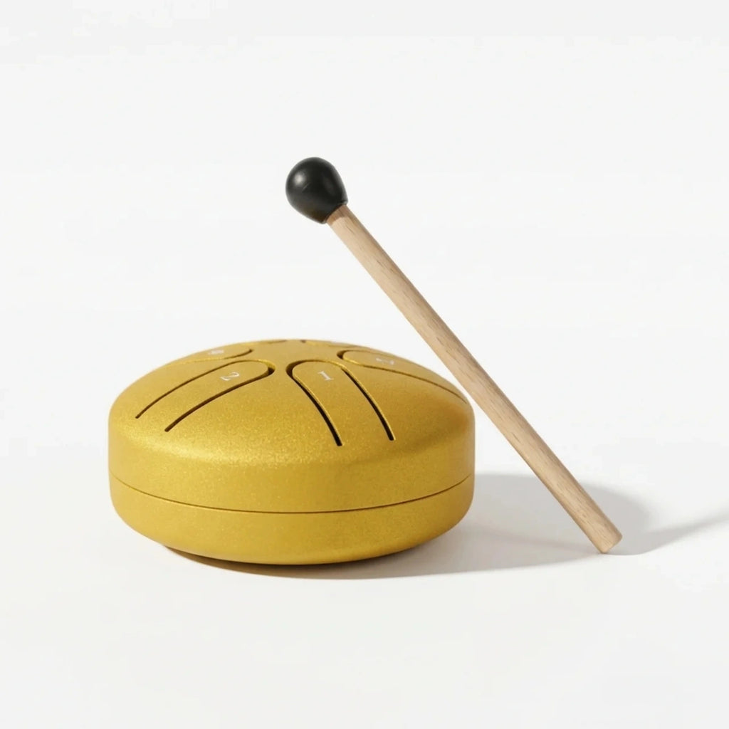 Kids Green Steel Tongue Musical Drum with Mallet Trending Accessories Yellow Onesize