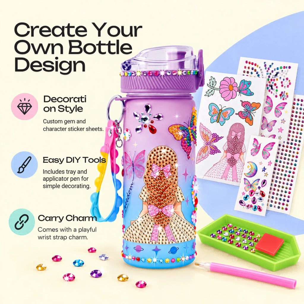 KolorFish DIY Style 600ml Water Bottle for Kids, Age 2 Years Plus - Sipper Bottle Trending Accessories