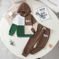 Boys Brown Typographic Printed Hooded Sweatshirt With Joggers Winter Sets 2 pc. Sets Brown 3-4 Y