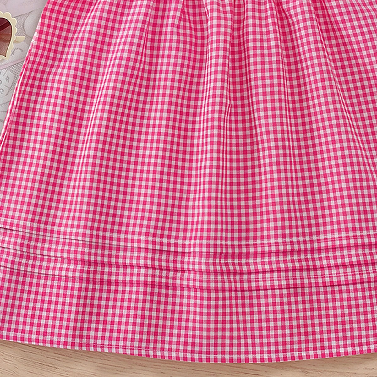 Girls Pink Embroidered Flutter Sleeve Dress Casual Dresses