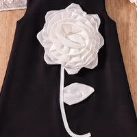 Girls Black Rose Applique A-line Party Dress Party Dresses