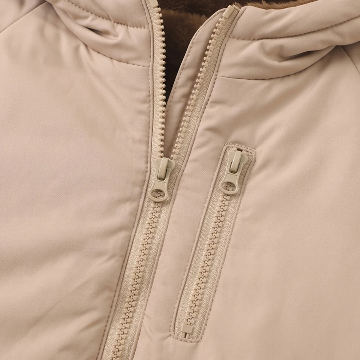 Boys Beige Long Sleeve Hooded Zip-up Jacket Coats & Jackets