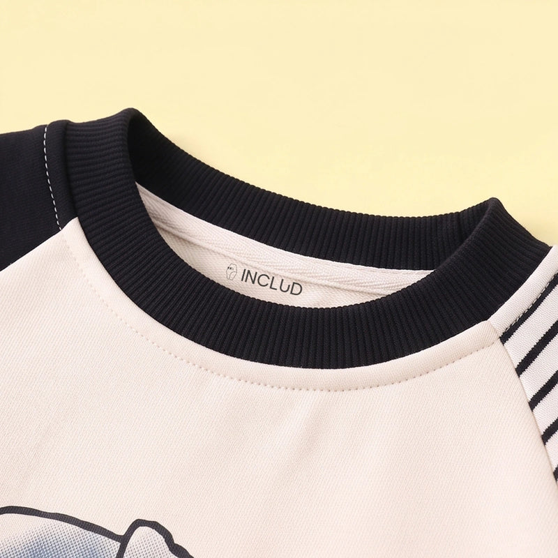 Boys Off White Colourblocked Raglan Sleeve Sweatshirt Sweatshirts & Hoodies