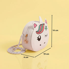 Girls White Unicorn Printed Sling Bag Sling Bags