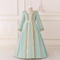 Girls Mint Green Long Sleeves Embroidered Maxi Dress Casual Dresses Green 3-4 Y