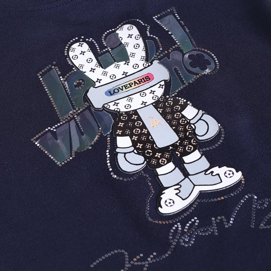 Boys Navy Blue Graphics Short Sleeve T-Shirt With Elasticated Shorts Sets 2 pc. Sets