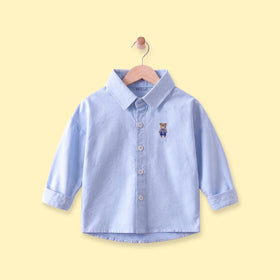 Boys Light Blue Embroidered Long Sleeve Shirt Shirts Light Blue 1-2 Y