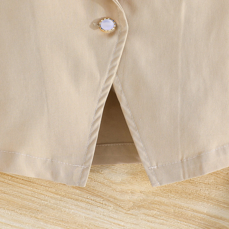 Girls Khaki Blazer With Knit Top & Pant Sets Sets