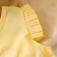 Girls Yellow Floral Applique Flutter Sleeve Top With Shorts Sets 2 pc. Sets