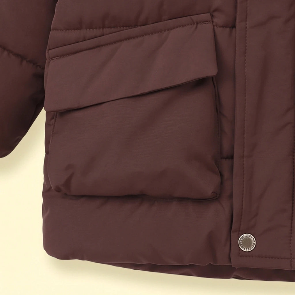 Boys Dark Brown Fur Hooded Puffer Jacket Coats & Jackets