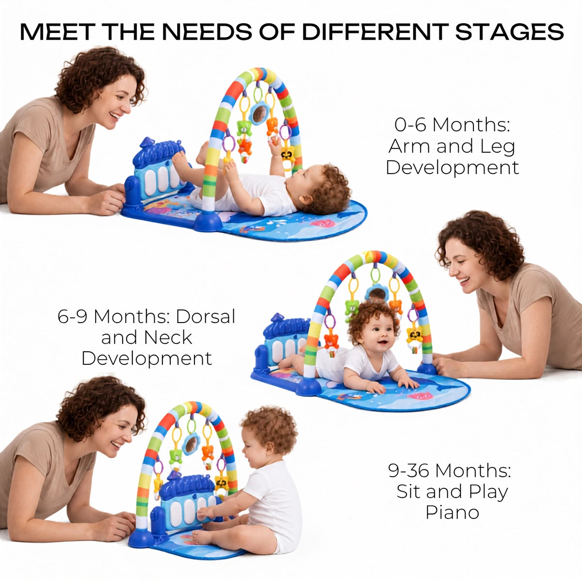 Dolphin Kick & Play Piano Gym - Baby Activity Mat Suitable For 0-3Y Trending Accessories