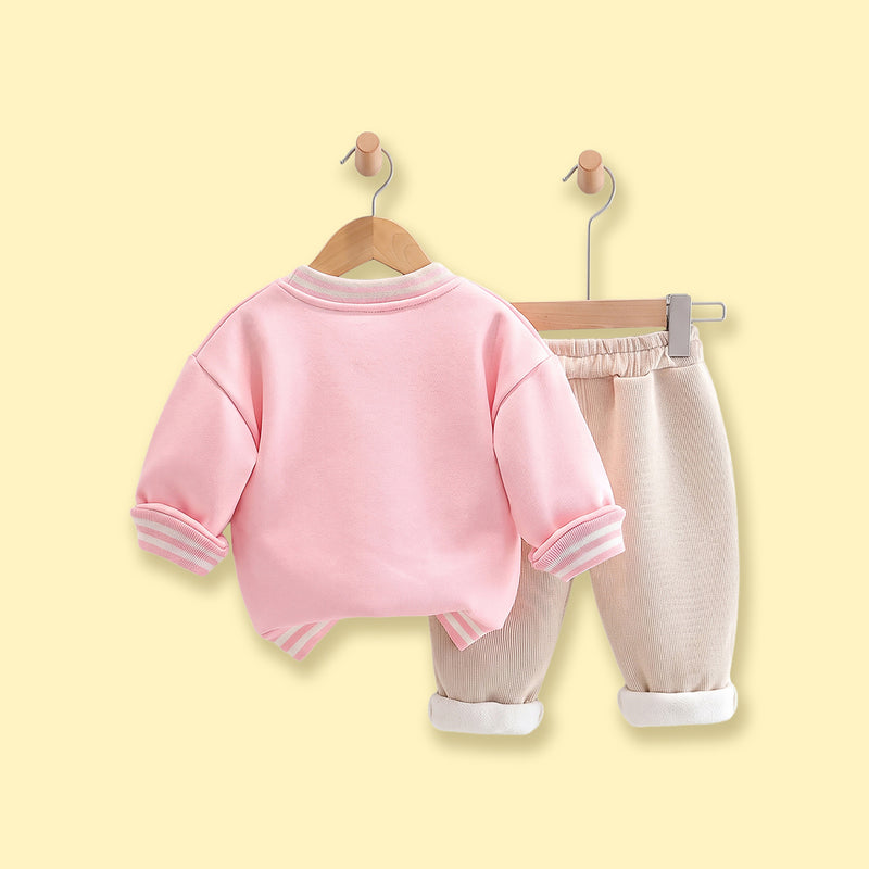 Girls Pink Bunny Applique Sweatshirt & Pants Sets Sets