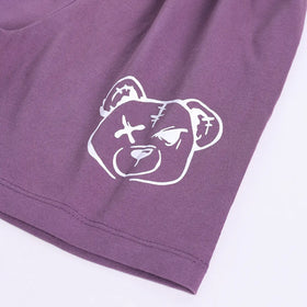 Boys Lavender Bear Print T-Shirt With Shorts Sets Sets