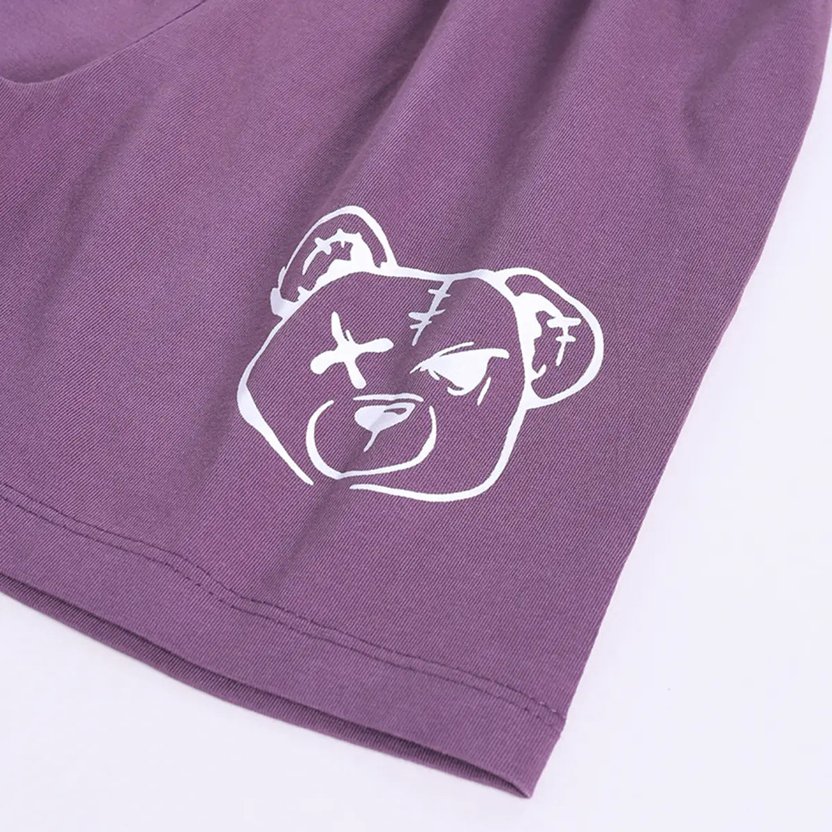 Boys Lavender Bear Print T-Shirt With Shorts Sets Sets
