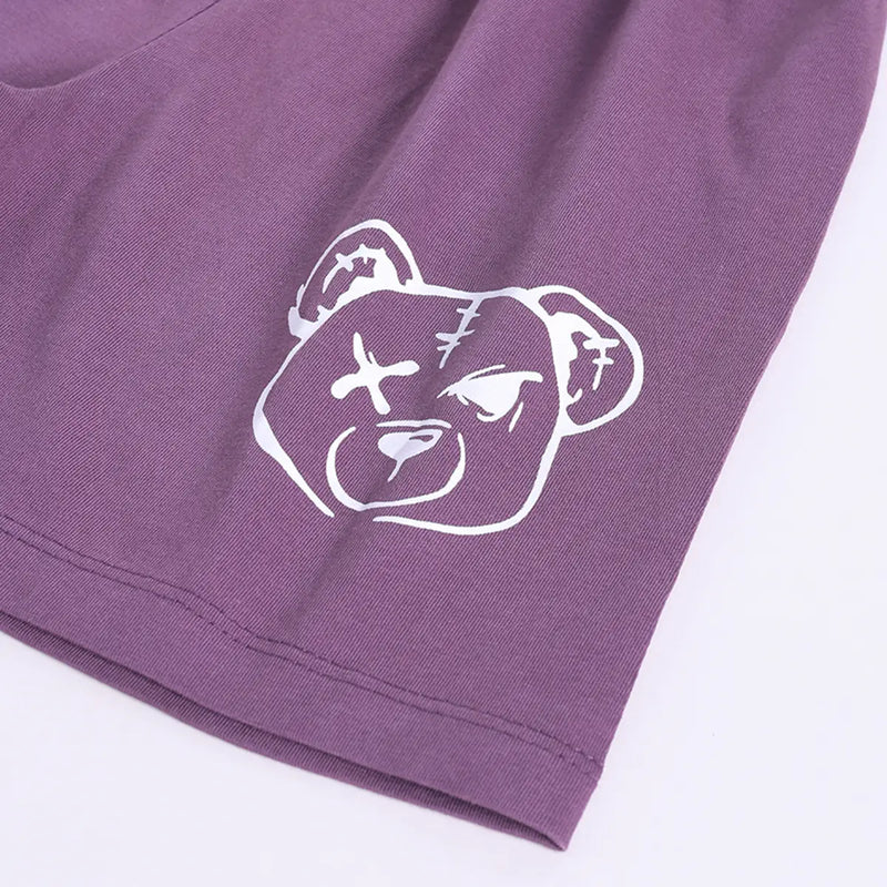 Boys Lavender Bear Print T-Shirt With Shorts Sets Sets