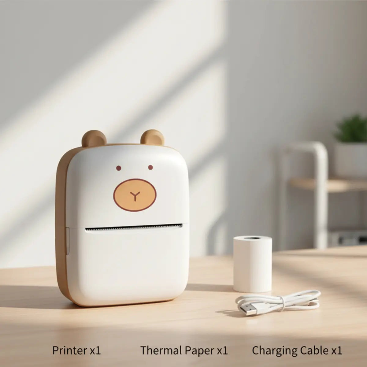 Kids White Cute Bear Mini Portable Thermal Printer Trending Accessories