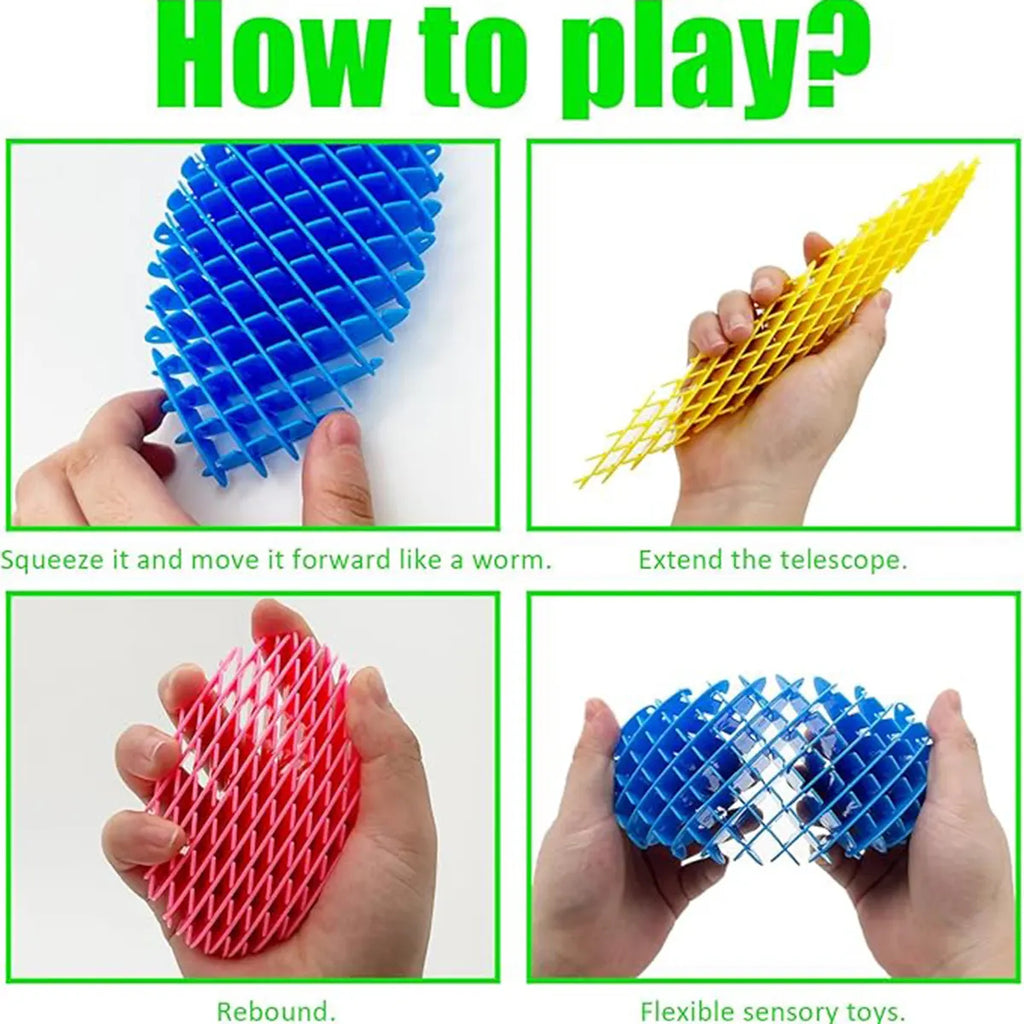 Kids Multicolor Fidget Worm Caterpillar Toy Trending Accessories