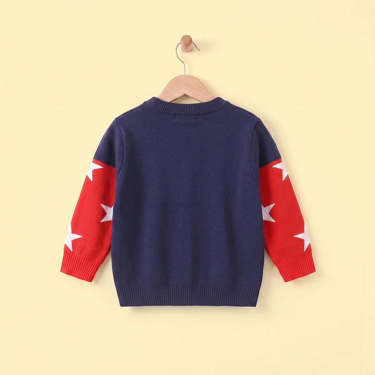 Boys Navy Blue Sweater With Self-Design Reindeer Pattern Sweaters & Cardigans