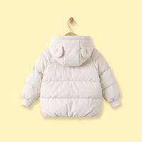 Boys Off White Textured Hooded Zip-up Jacke Coats & Jackets