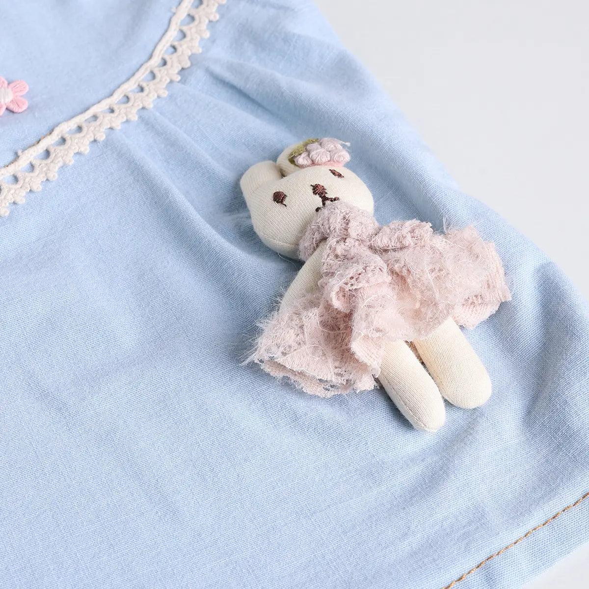 Girls Blue Embroidered Top With Elasticated Shorts Sets 2 pc. Sets