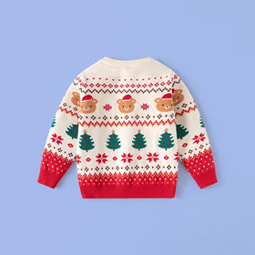 Boys Cream Long Sleeve Jacquard Sweater Sweaters & Cardigans