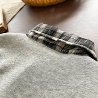 Boys Grey Checked Regular Sweatshirt With Denim Trouser Sets 2 pc. Sets
