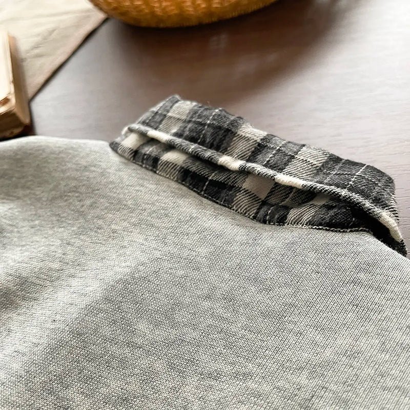 Boys Grey Checked Regular Sweatshirt With Denim Trouser Sets 2 pc. Sets