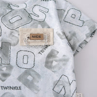 Boys Grey Typographic Print T-Shirt With Denim Shorts Set Sets
