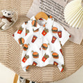 Boys White Graphic Burger Printed Short Sleeves Shirt Shirts White 3-4 Y