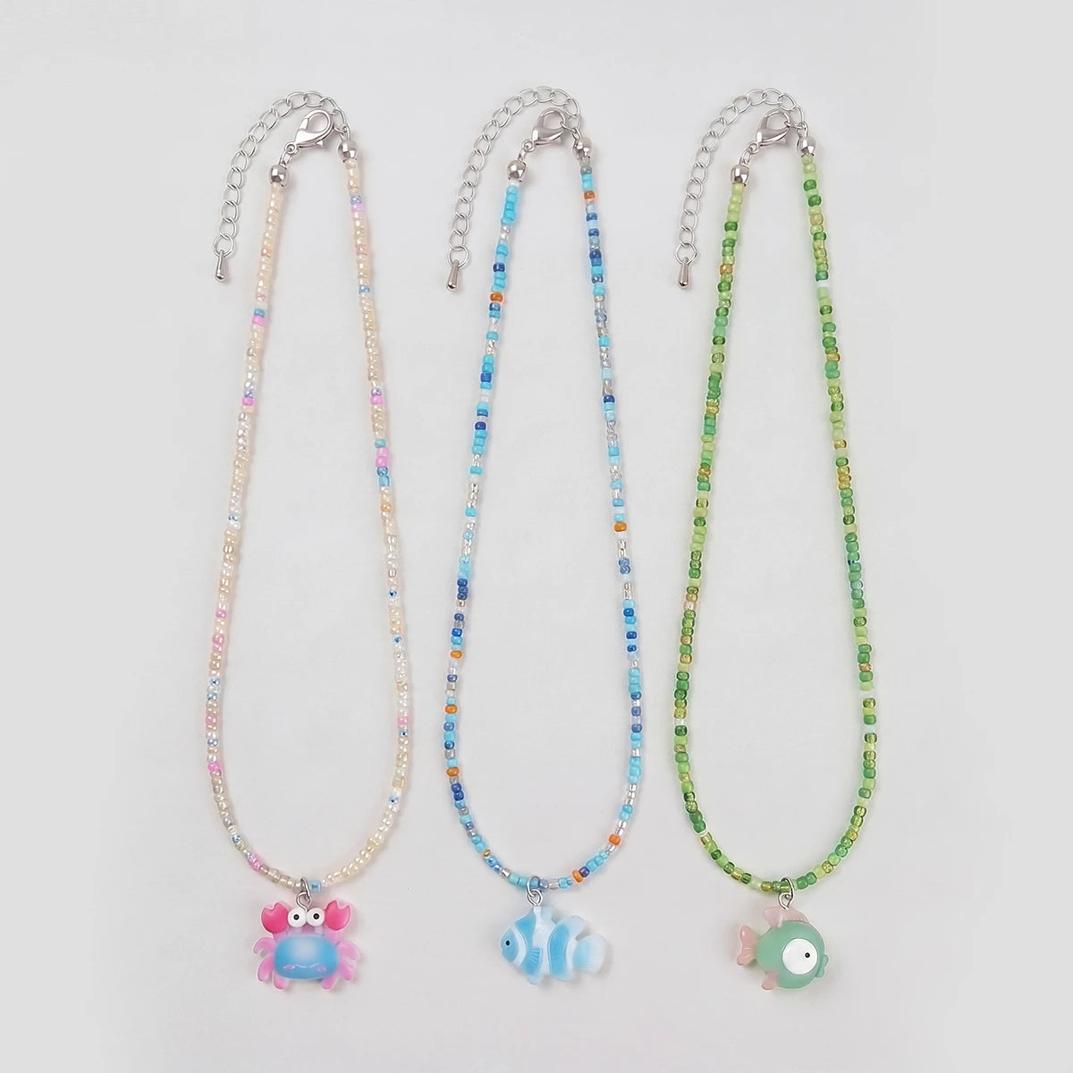 Pack Of 3 Girls Multicolour Fish Motif Beaded Necklace Sets Necklace and Chains Multicolor Onesize