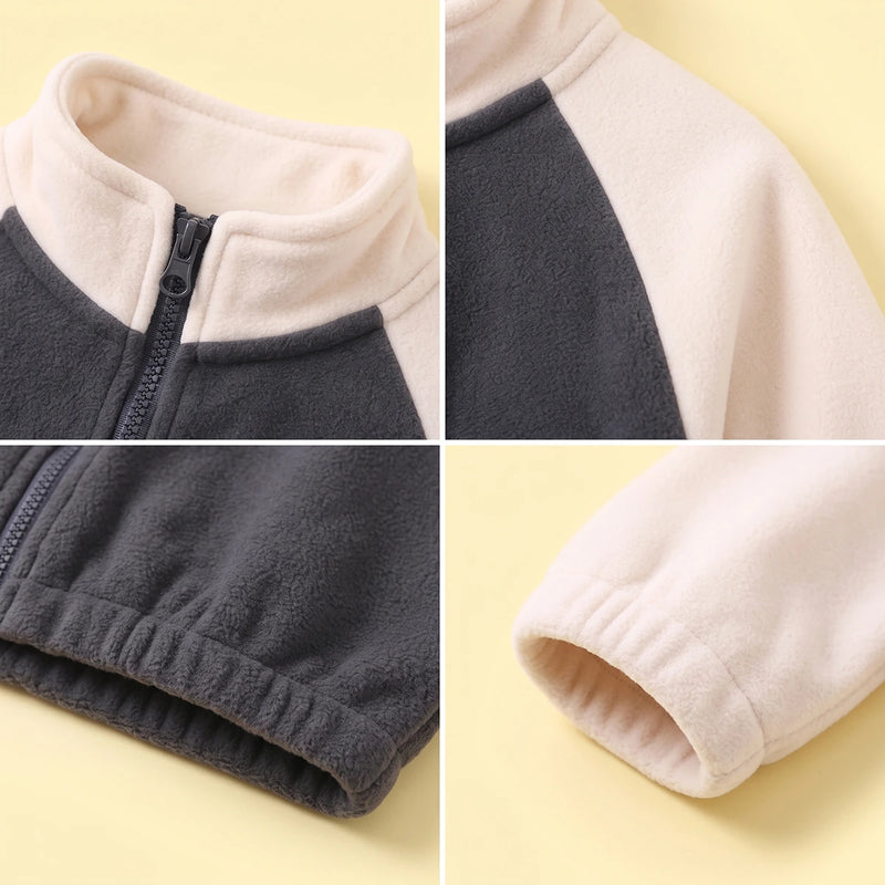 Boys Grey Colorblocked Long Sleeve Jacket Coats & Jackets