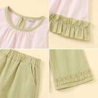 Girls Light Green Sleeveless Top With Pants Sets 2 pc. Sets