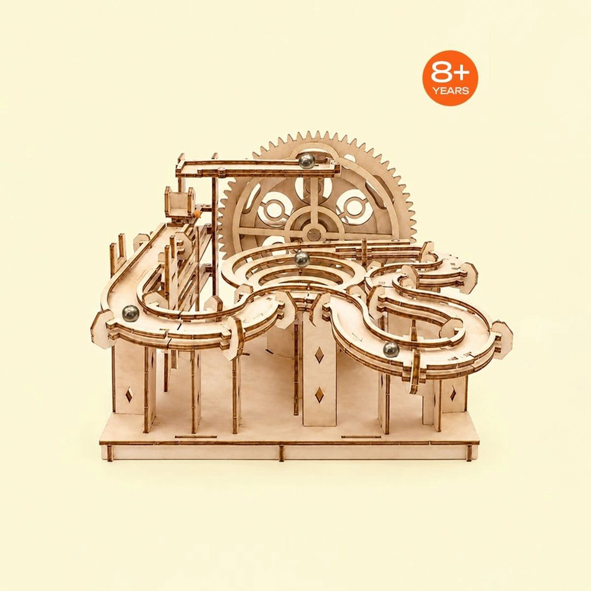 3D Wooden Marble Run - Laser-Cut Mechanical Model Kit with Steel Marbles Trending Accessories Beige Onesize