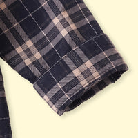 Boys Navy Blue Checked Long Sleeve Hooded Shirt Shirts