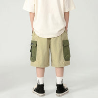 Boys Khaki Cotton Cargo Shorts with Contrast Flap Pockets Shorts