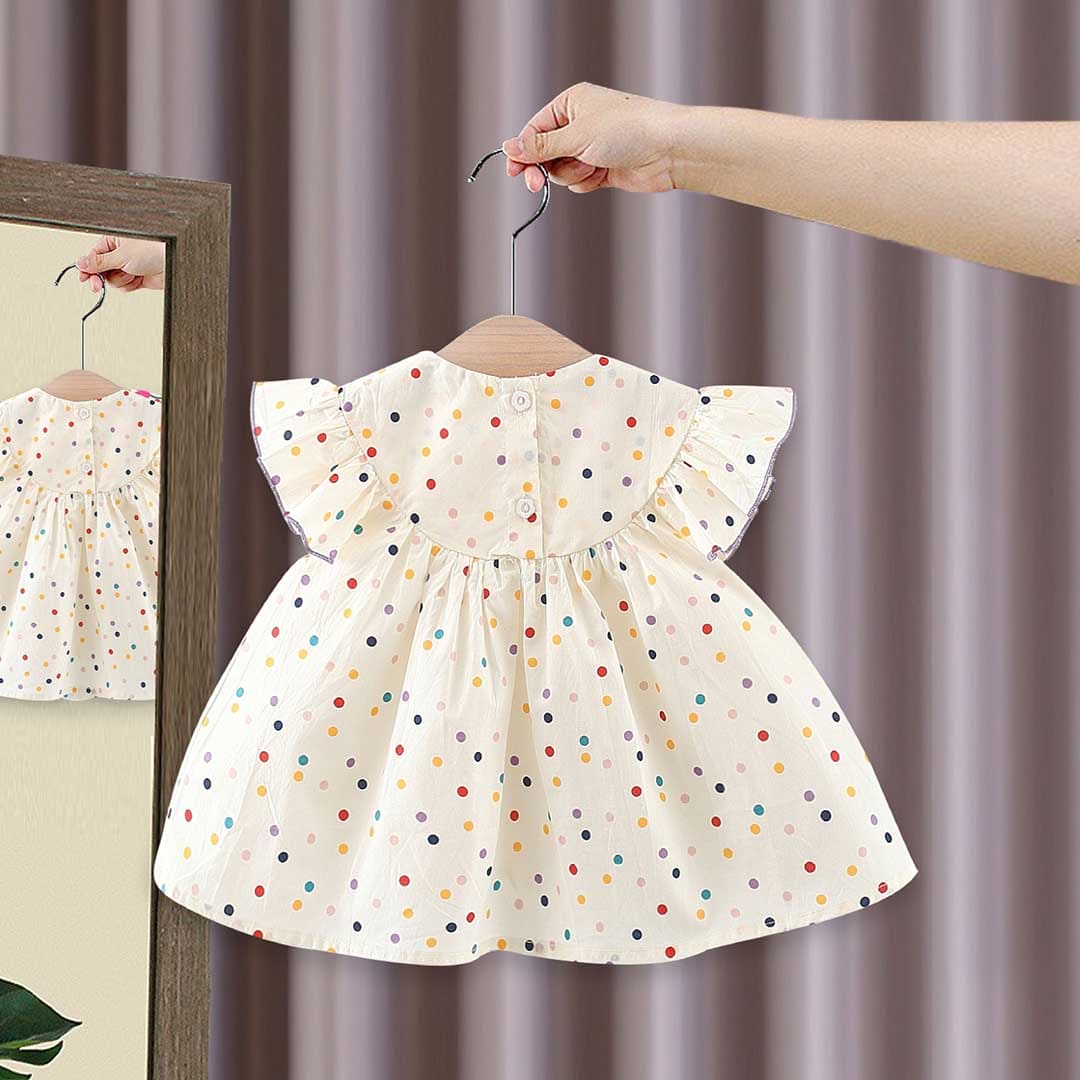 Girls Polka Dot Print Embroidered Casual Dress Casual Dresses   