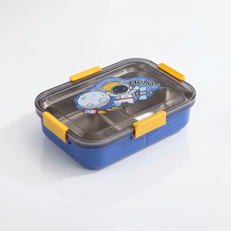 Kids Blue Astronaut Stainless Steel 3-Compartment Lunch Box Trending Accessories Blue Onesize