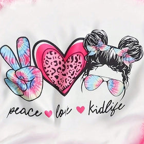 Girls Pink Graphic Short Sleeves Round Neck T-Shirt Tshirts