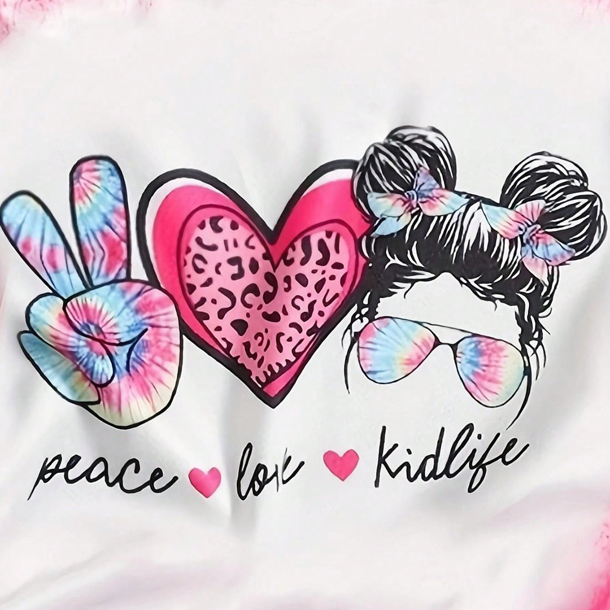 Girls Pink Graphic Short Sleeves Round Neck T-Shirt Tshirts