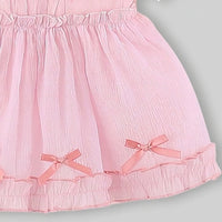 Girls Pink Bow Detailed Fit and Flare Dress Casual Dresses