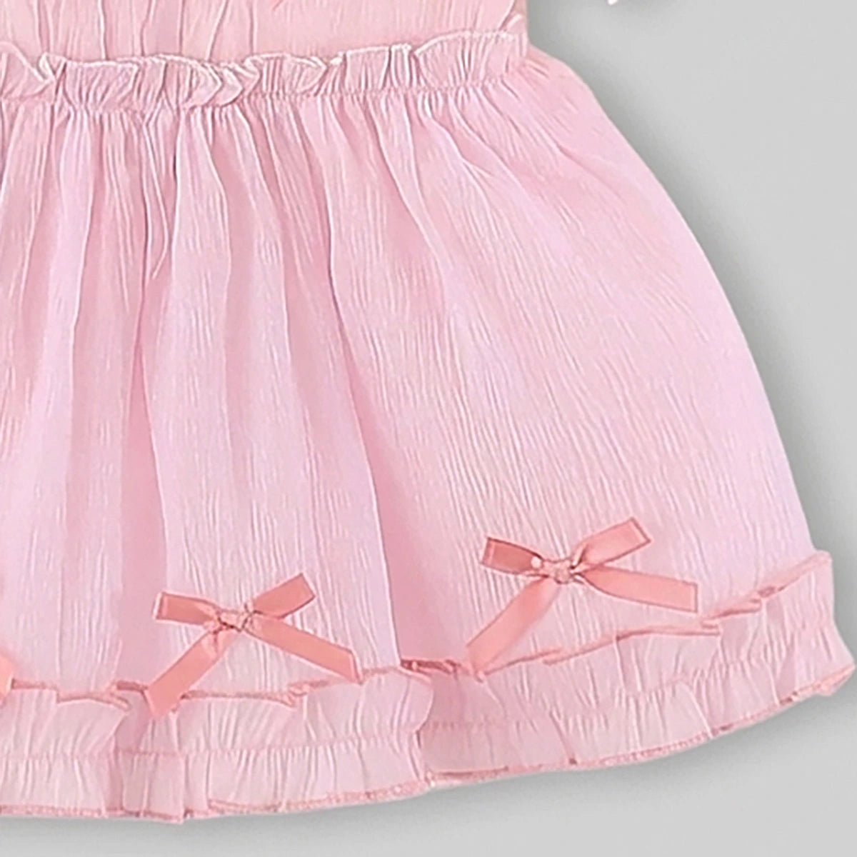 Girls Pink Bow Detailed Fit and Flare Dress Casual Dresses