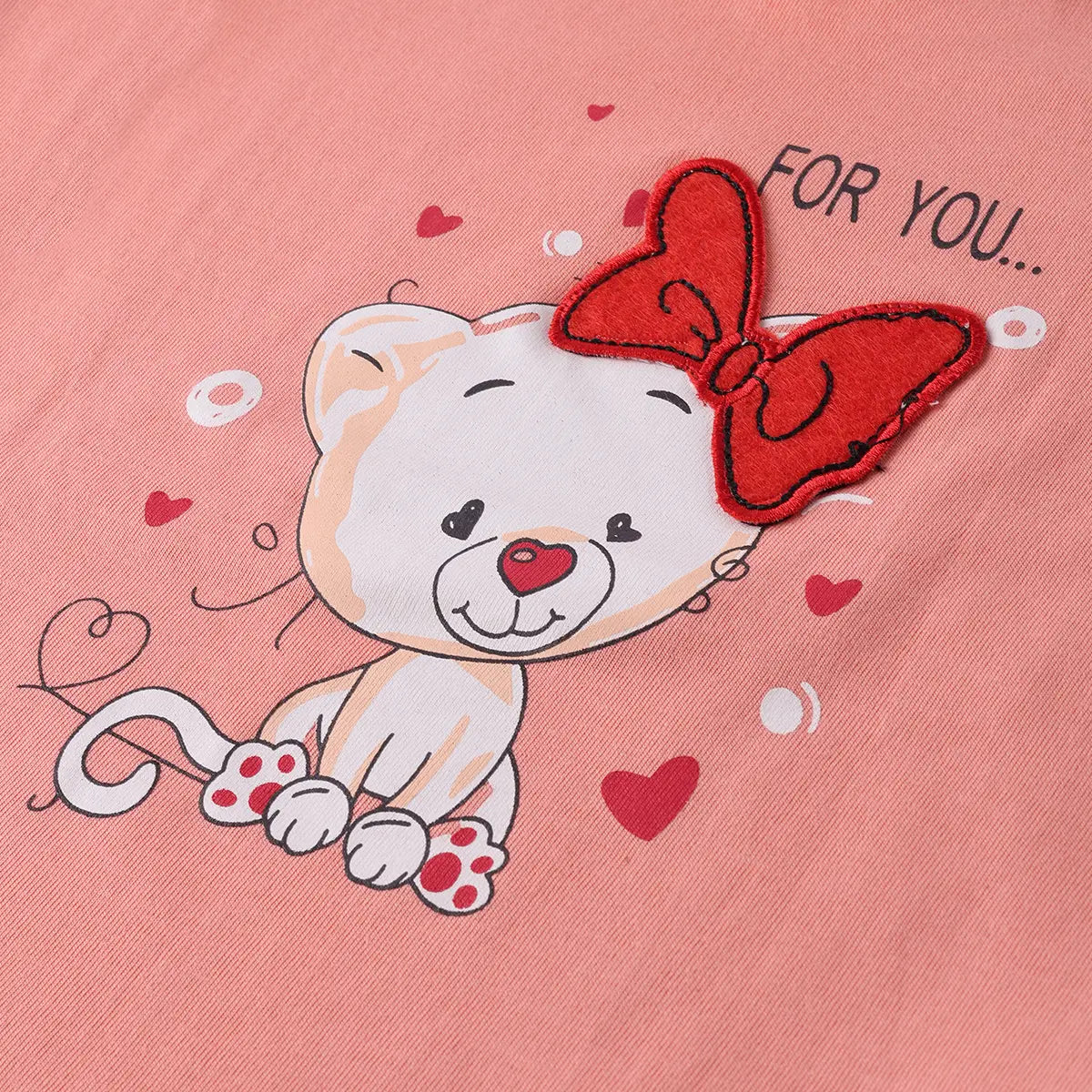 Girls Coral Animal Graphic Short Sleeves Top With Polka Dot Elasticated Shorts Sets Sets